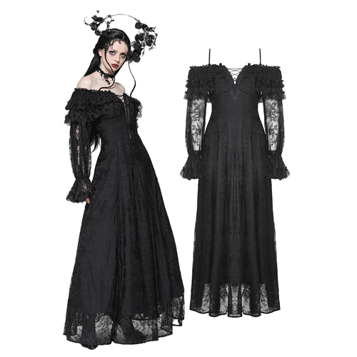 Gothic Ruffle Maxi Dress Adult