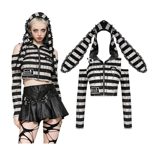 Prison Bunny Striped Crop Top Adult XL