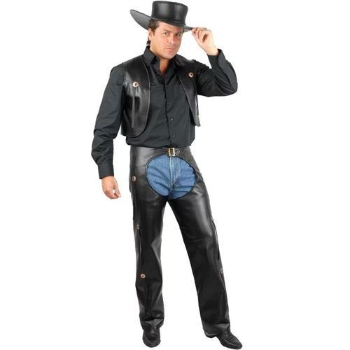Chaps & Vest Mens Black