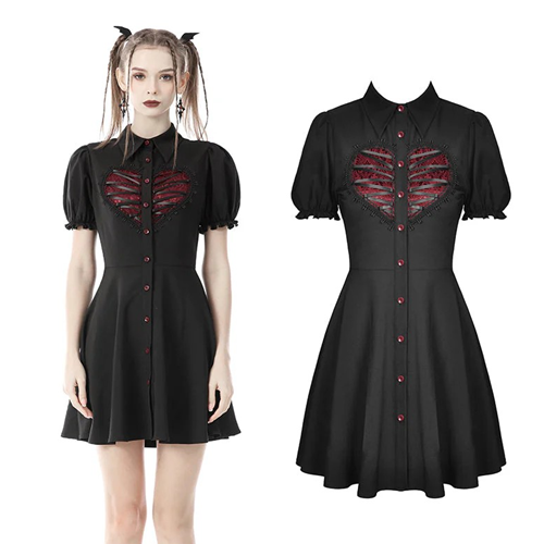 Gothic Black Ribbon Heart Dress Adult