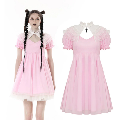 Gothic Cross Pink & White Princess Dress Adult XXL