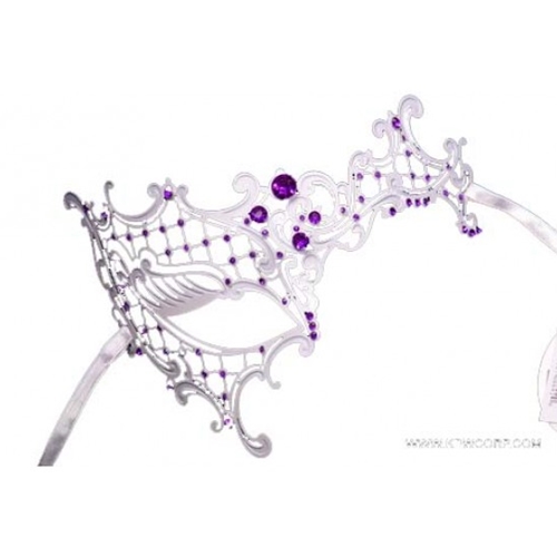 Lasercut Metal Mask White with Purple Gems