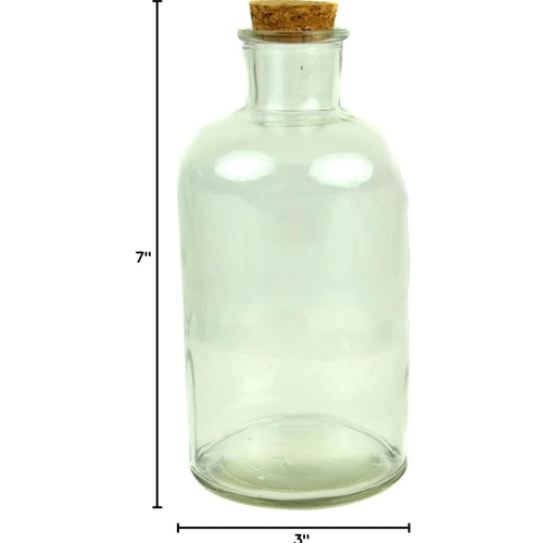 Glass Bottle w/Cork Stopper 7"