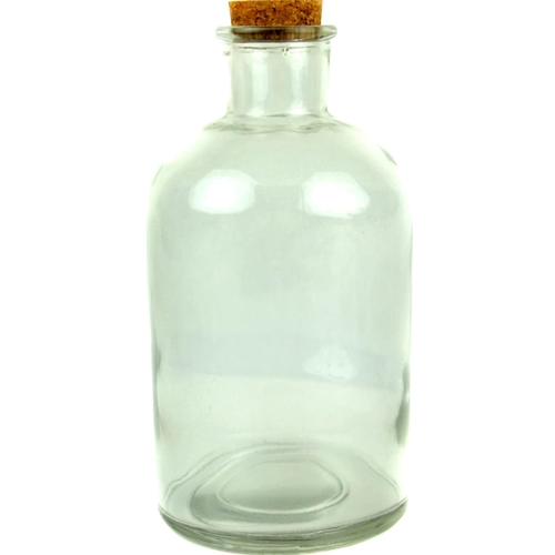 Glass Bottle w/Cork Stopper 8.25"