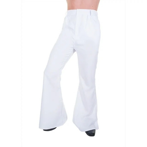 Men's Flare Disco Pants Adult White Size XL