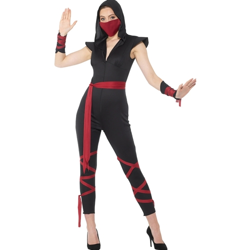 Ninja Female Black/Red (4pc) Adult Costume
