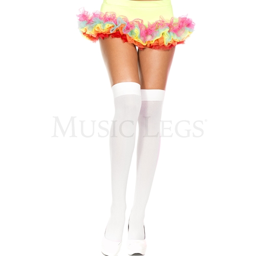 Thigh Highs Ribbed White Adult