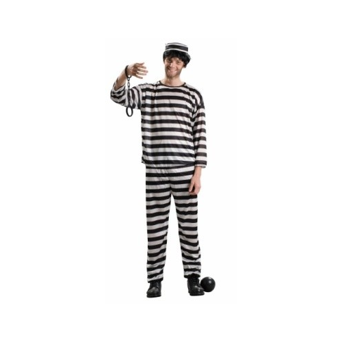 Convict 3pc B&W Adult Costume