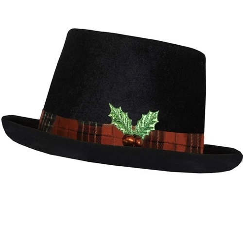 Top Hat Satin with Plaid Band