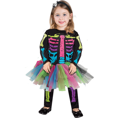 Rainbow Rib Cage Dancer Skeleton Toddler Costume