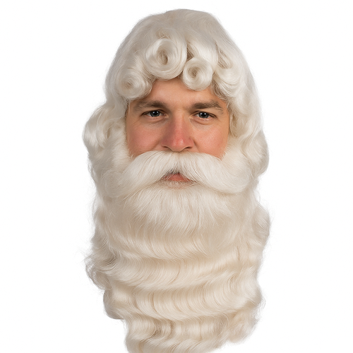 Deluxe Extra Large Santa Wig and Beard Set – Professional Santa Claus Costume Accessory
