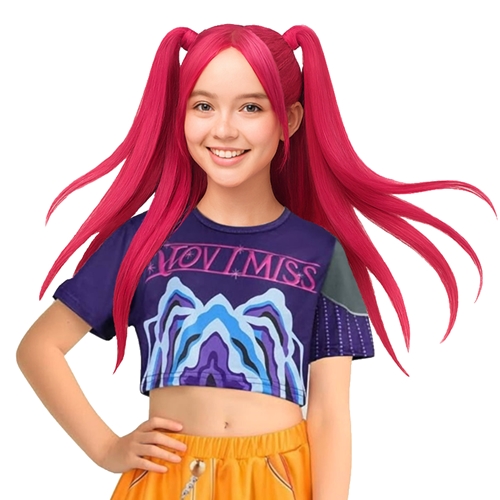 K-Pop Anime Hunter Kids Pink Twin Tails Wig