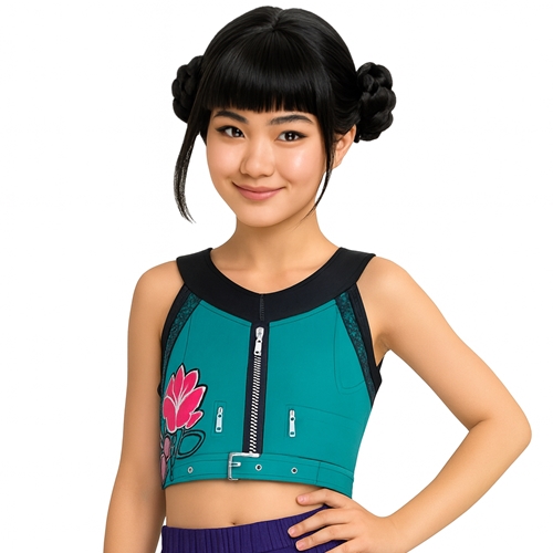 Kpop Anime Hunter Kids Black Double Bun Wig