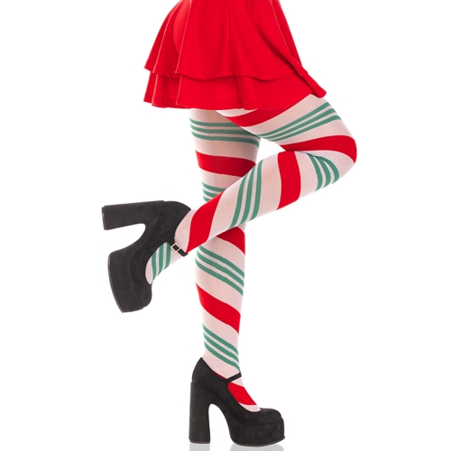 Holiday Ribbon Striped Tights