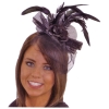 Black Flower Headband with Feather