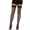 Shimmering Cable Net Thigh Highs with Lace Top