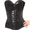 Black Sequin Front Overbust Steel Boned Corset