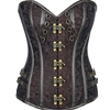 Brocade & Faux Leather Steel Boned Corset
