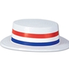 Skimmer Boater Hat Plastic with Red, White and Blue Band