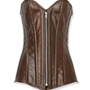 Distressed Faux Leather Corset Light Brown