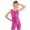 Kids Metallic Splatter Fuchsia Biketard