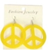 Peace Sign Earrings Pierced Yellow