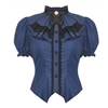 Blue & Black Striped Frilly Collar Blouse Adult