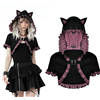 Gothic Pink Plad Cat Ear Hoody Capelet Adult