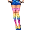 Mustache Print Rainbow Thigh Highs Adult