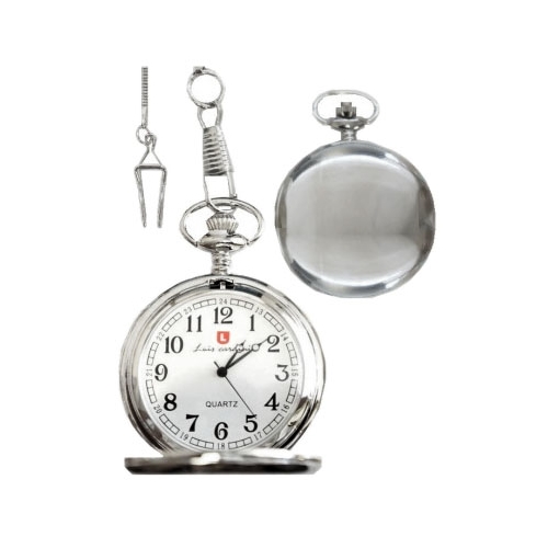 Silver Pocket Watch with Chain