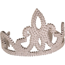 Silver Sequin Tiara with Combs