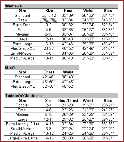 Sizing Chart CVI022