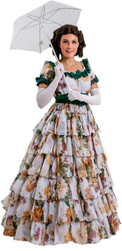 Time Period Southern Belle with Floral Print (Antebellum Era)