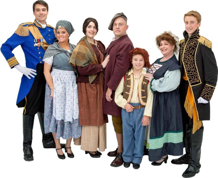 Rental Costumes for Into the Woods – Cinderella’s Prince, Cinderella in work clothes, Bakers Wife, Baker, Jack, Jack’s Mother, and Rapunzel’s Prince