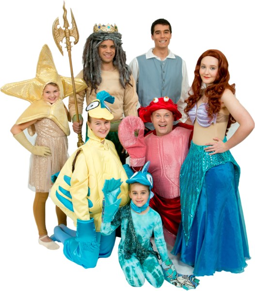 Rental Costumes for Disney's The Little Mermaid - Star Fish, King Triton, Prince Eric, Flounder, Sebastian, Ariel, Fish