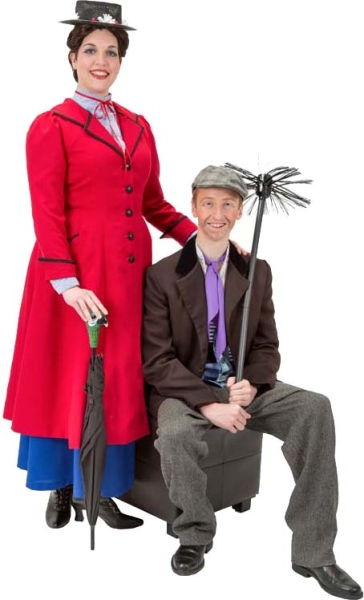 Rental Costumes for Mary Poppins – Mary Poppins and Burt in chimney sweep outfit