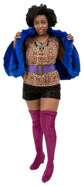Rental Costumes for Sister Act Deloris with Blue Fur